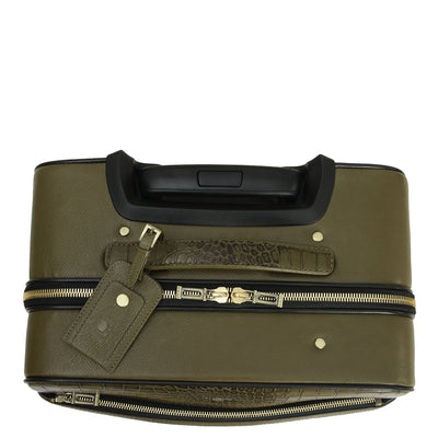 Croco Franzy Leather Trolley - Military Green