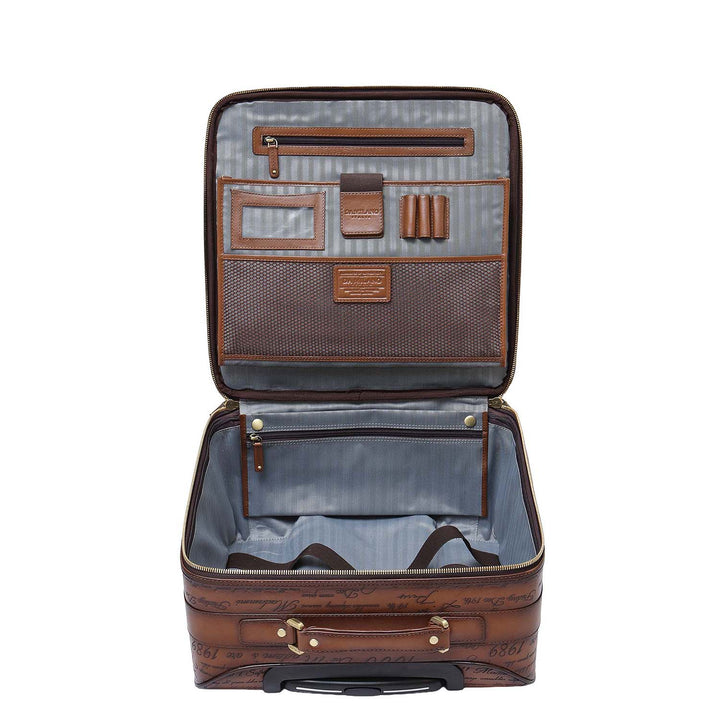 Signato Leather Overnighter Trolley - Cognac