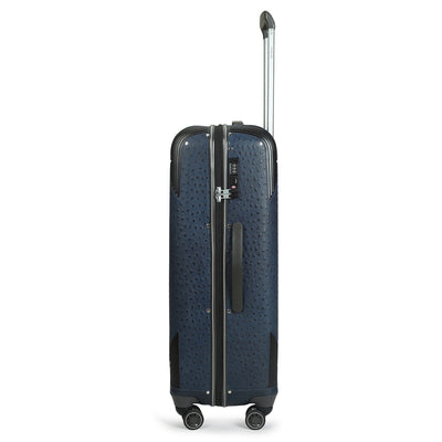 Large PC Ostrich Leather Trolley - Navy Blue