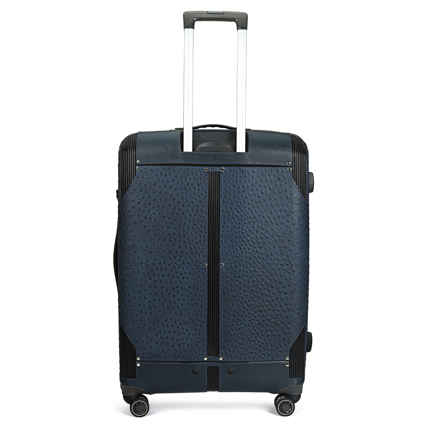 Large PC Ostrich Leather Trolley - Navy Blue