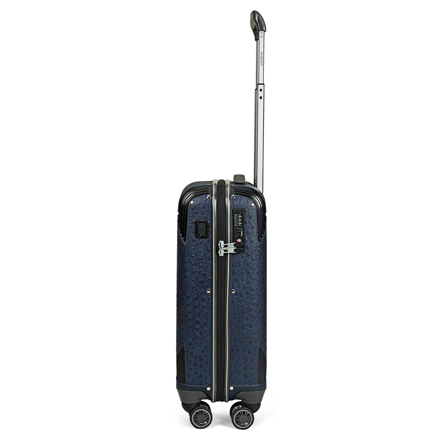 Small PC Ostrich Leather Trolley - Navy Blue