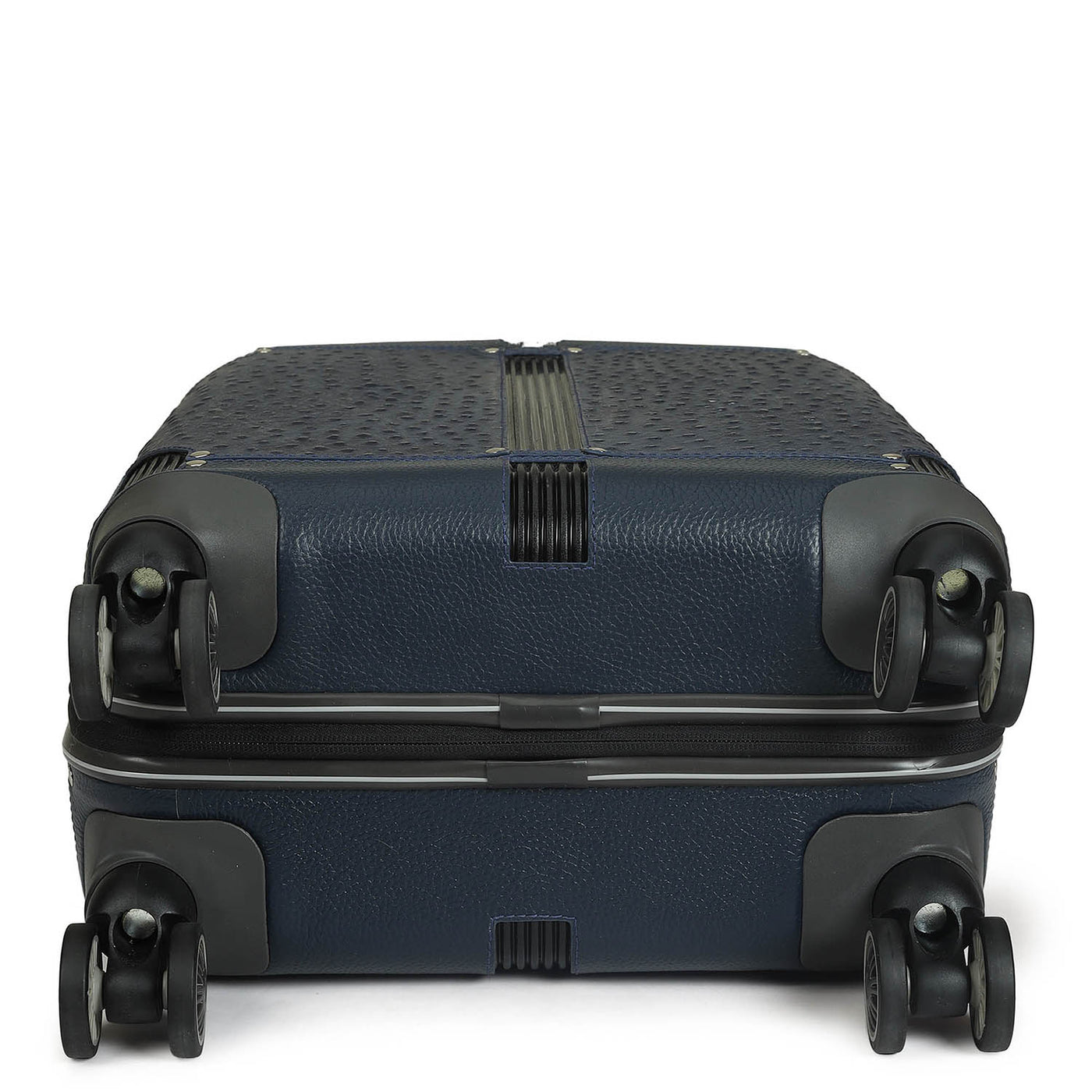 Small PC Ostrich Leather Trolley - Navy Blue