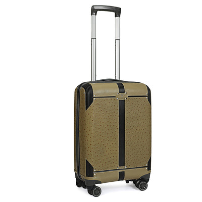 Small PC Ostrich Leather Trolley - Olive