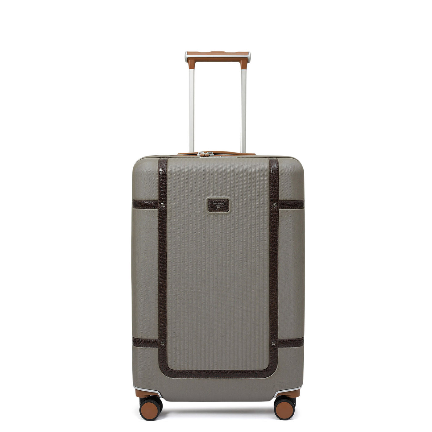 Medium PC Mat Emboss Leather Trolley - Khaki & Brown
