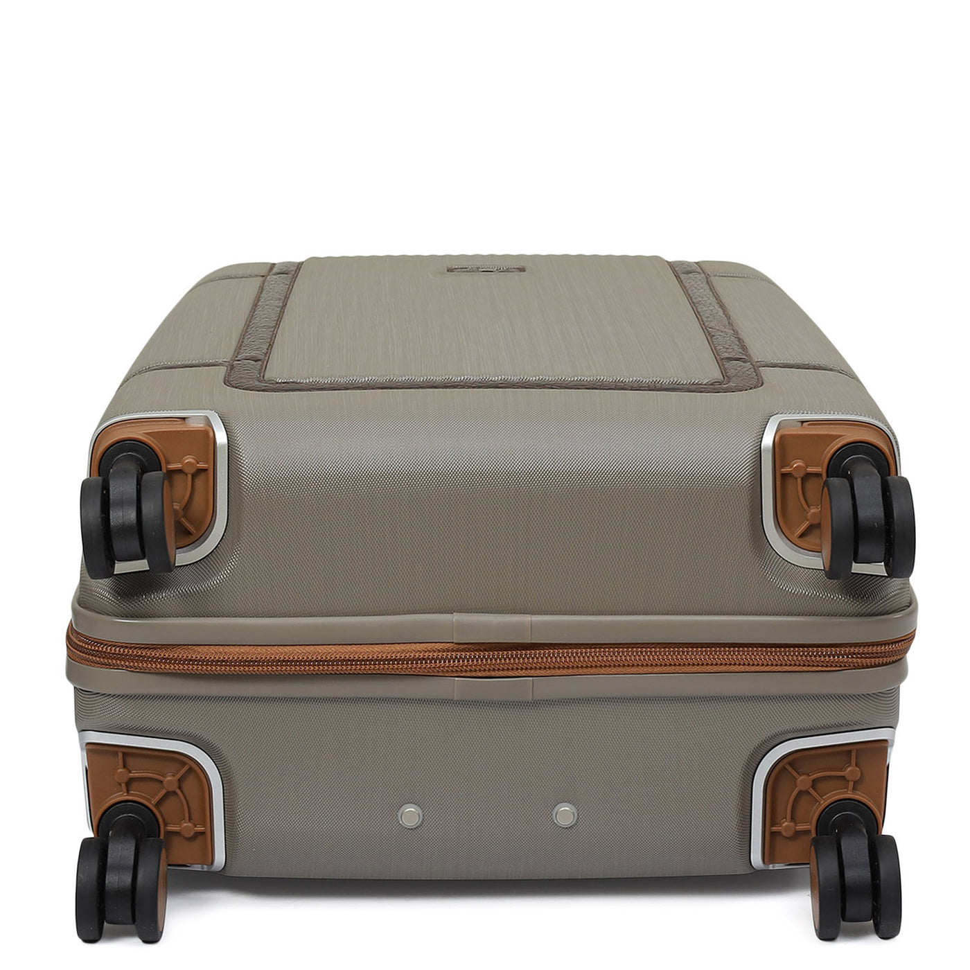 Medium PC Mat Emboss Leather Trolley - Khaki & Brown