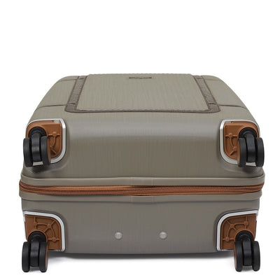 Medium PC Mat Emboss Leather Trolley - Khaki & Brown