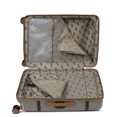 Medium PC Mat Emboss Leather Trolley - Khaki & Brown