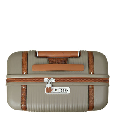 Medium PC Mat Emboss Leather Trolley - Khaki & Cognac