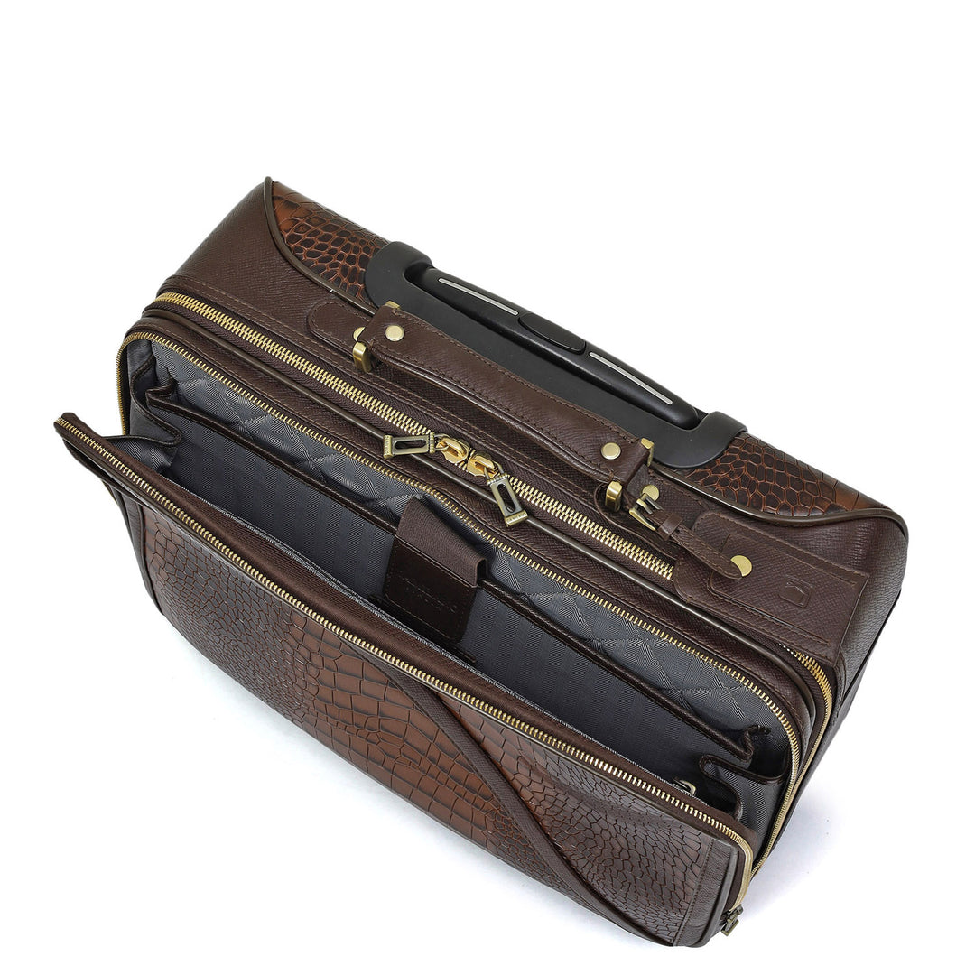 Croco Leather Cabin Trolley – Date