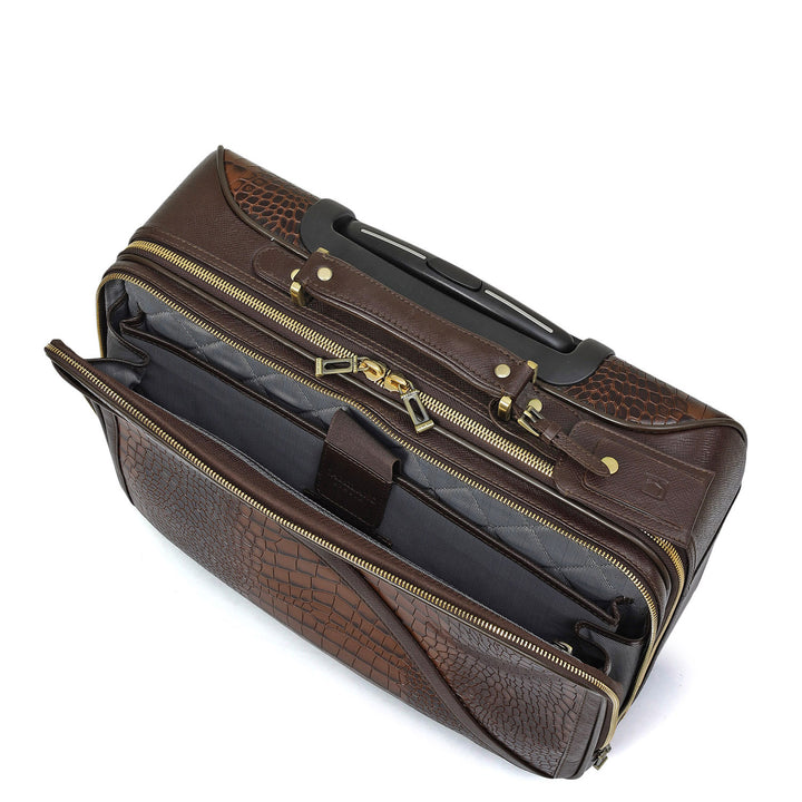 Croco Leather Cabin Trolley – Date