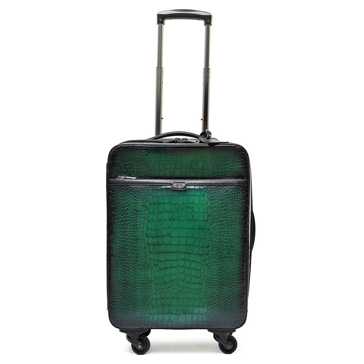 Croco Leather Check-in Medium Trolley - Sea Weed