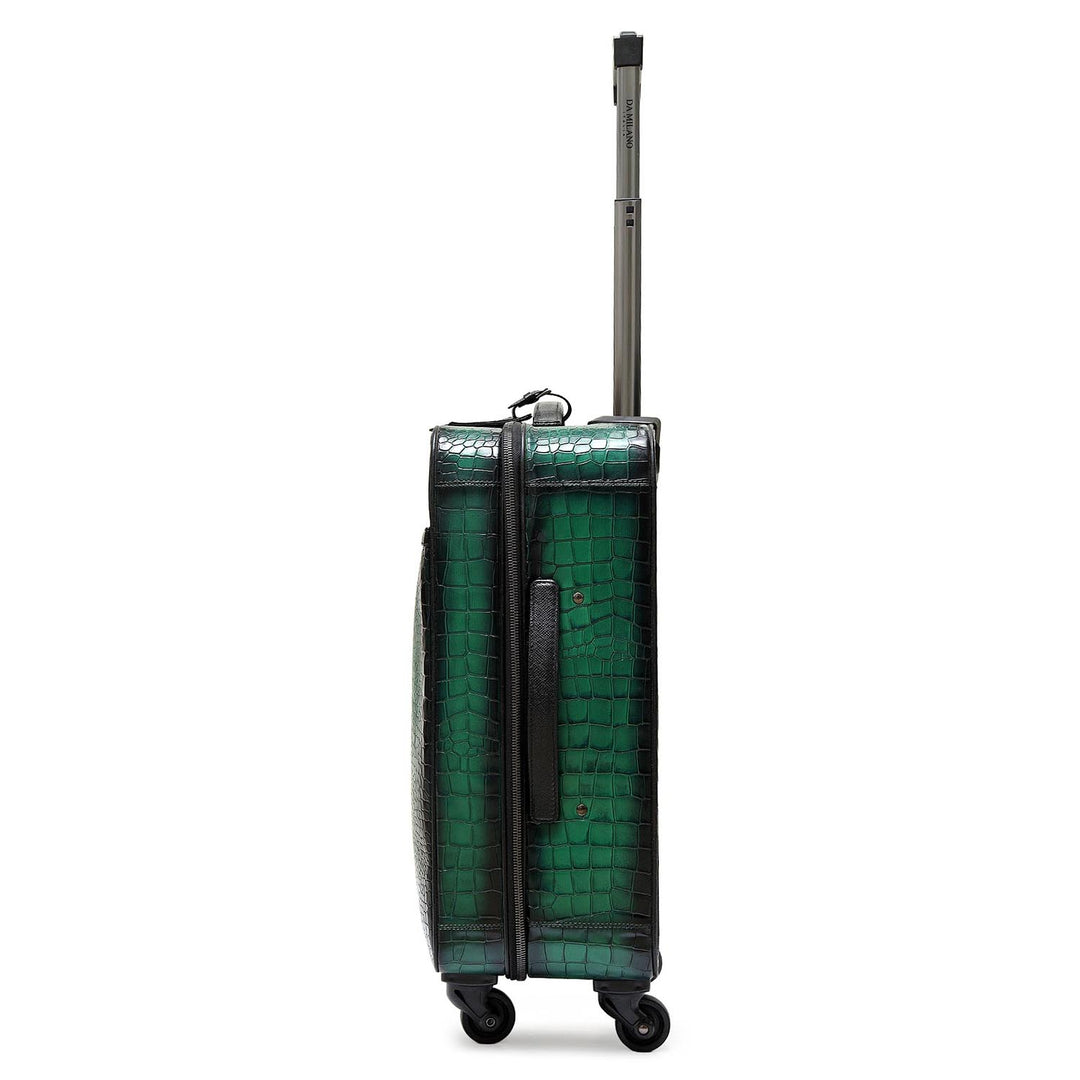 Croco Leather Check-in Medium Trolley - Sea Weed