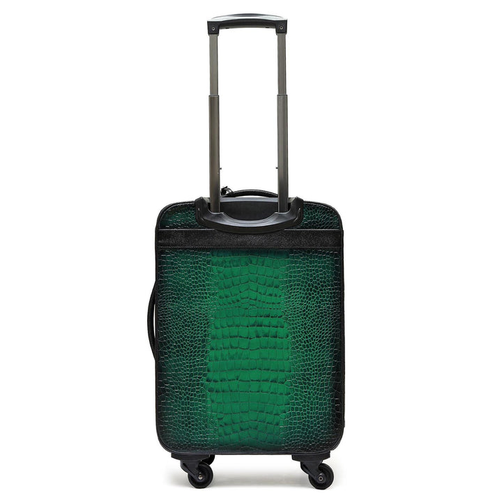 Croco Leather Check-in Medium Trolley - Sea Weed