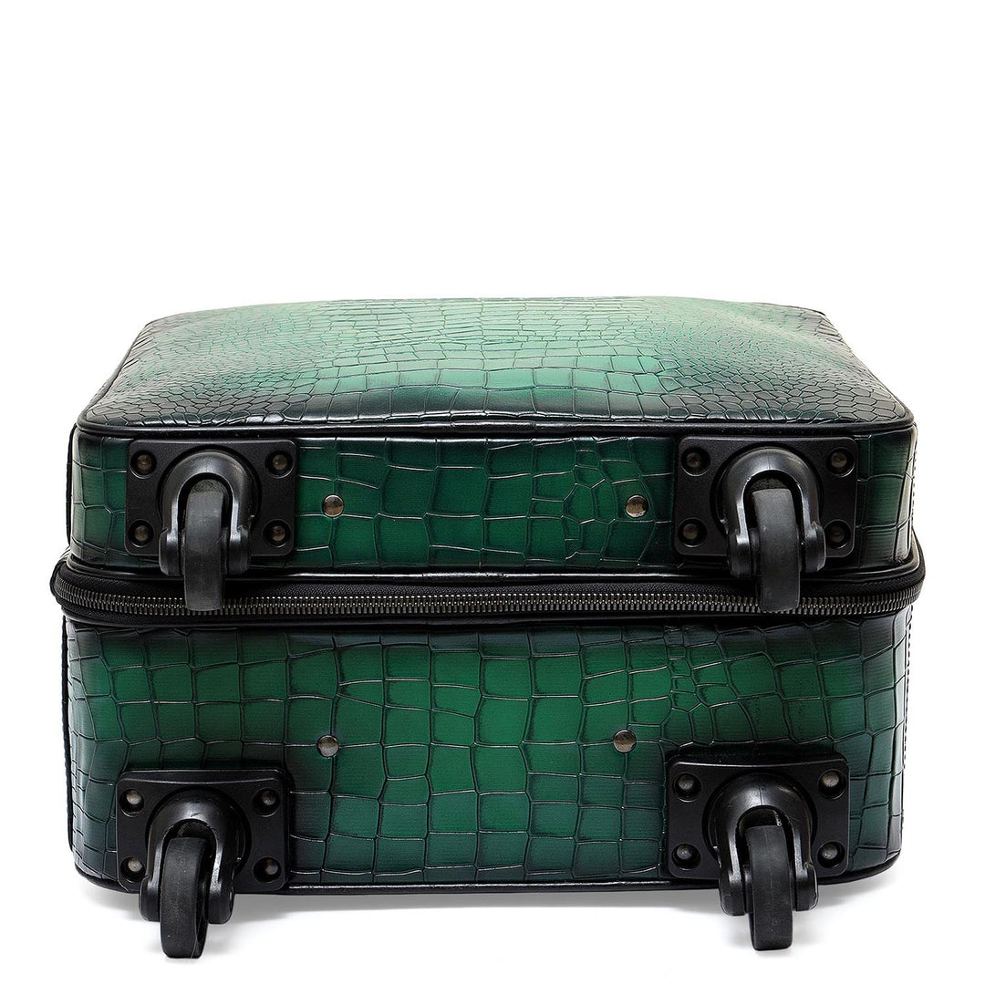 Croco Leather Check-in Medium Trolley - Sea Weed