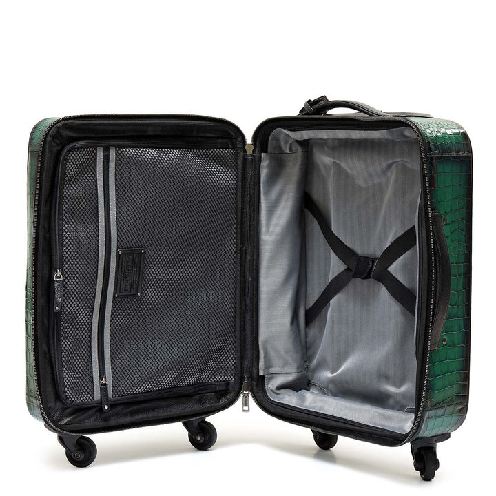Croco Leather Check-in Medium Trolley - Sea Weed