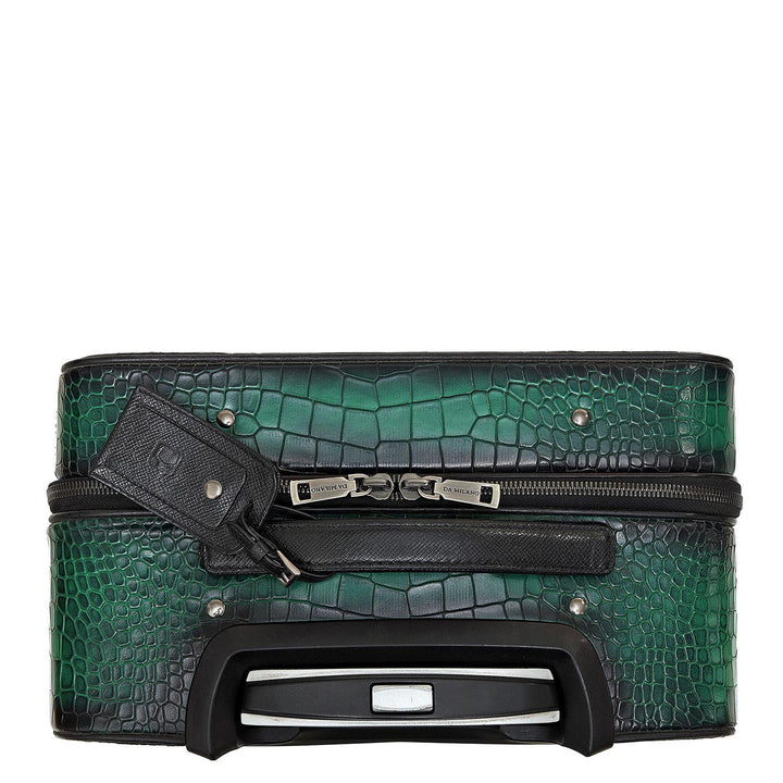 Croco Leather Check-in Medium Trolley - Sea Weed