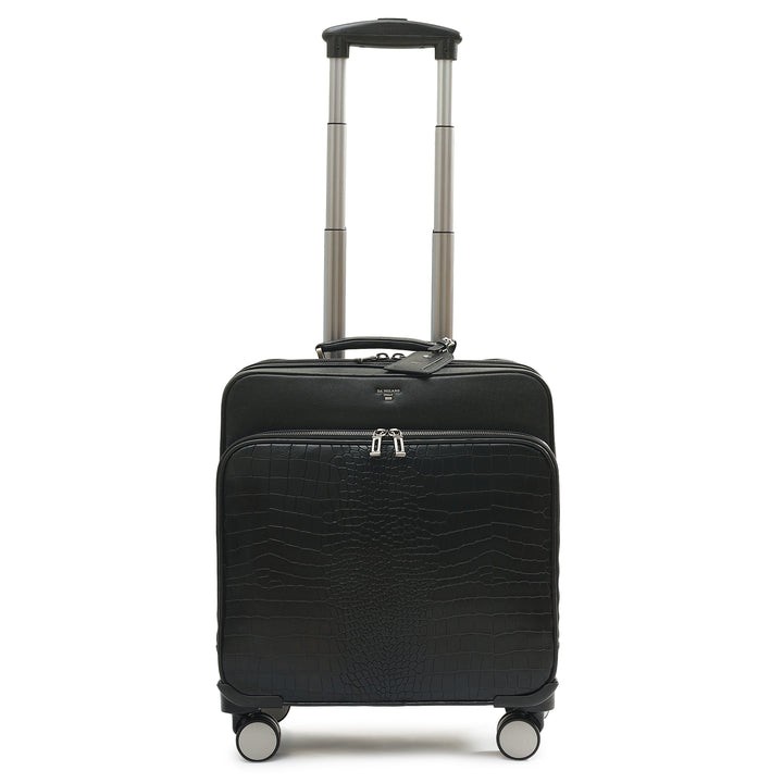 Croco Franzy Leather Overnighter Trolley - Black
