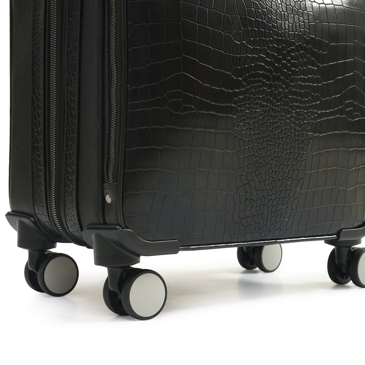 Croco Franzy Leather Overnighter Trolley - Black