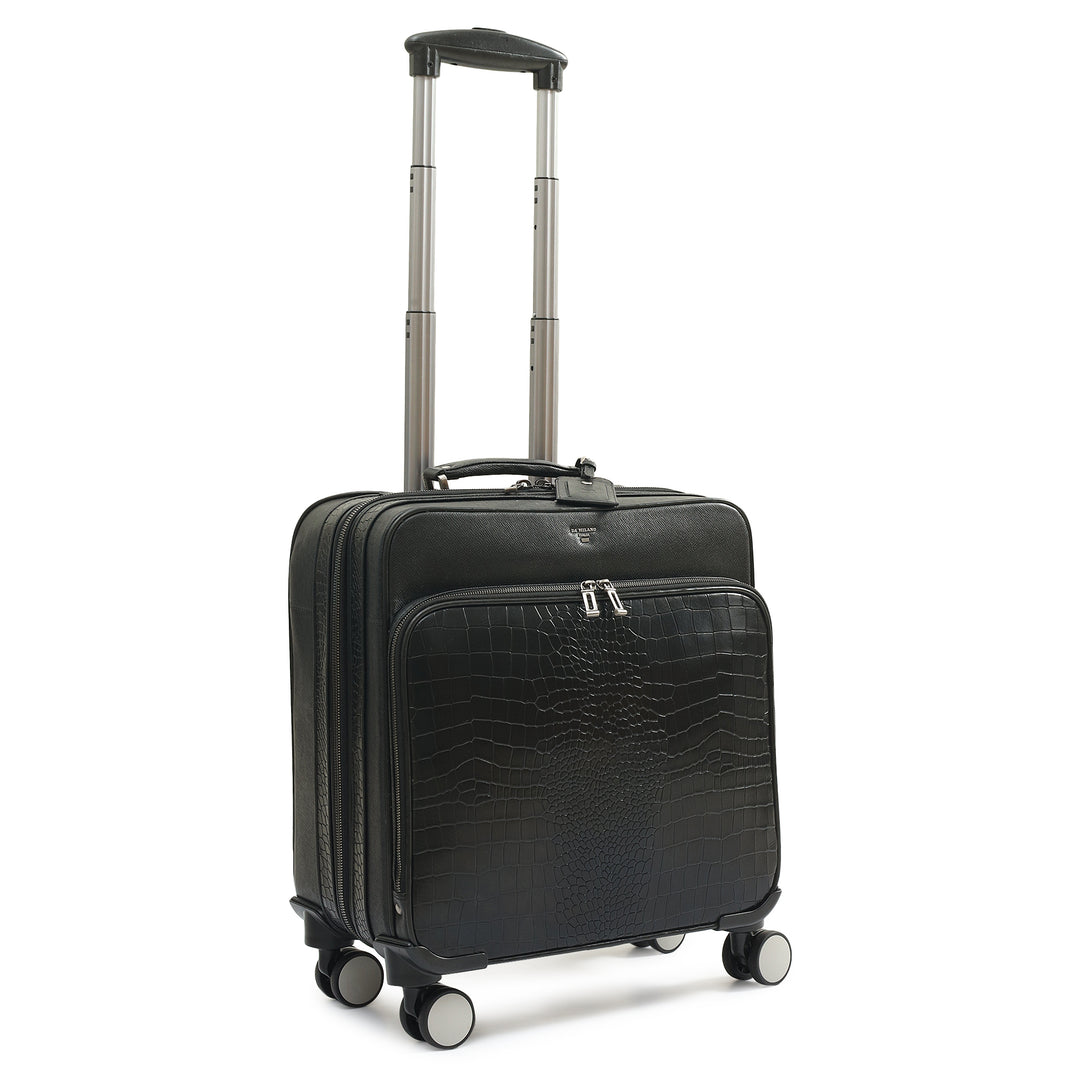 Croco Franzy Leather Overnighter Trolley - Black