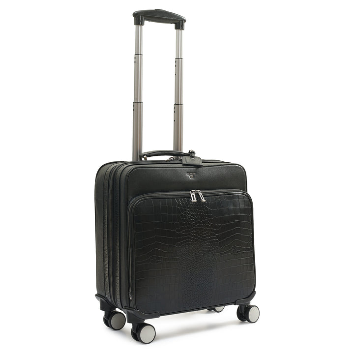 Croco Franzy Leather Overnighter Trolley - Black