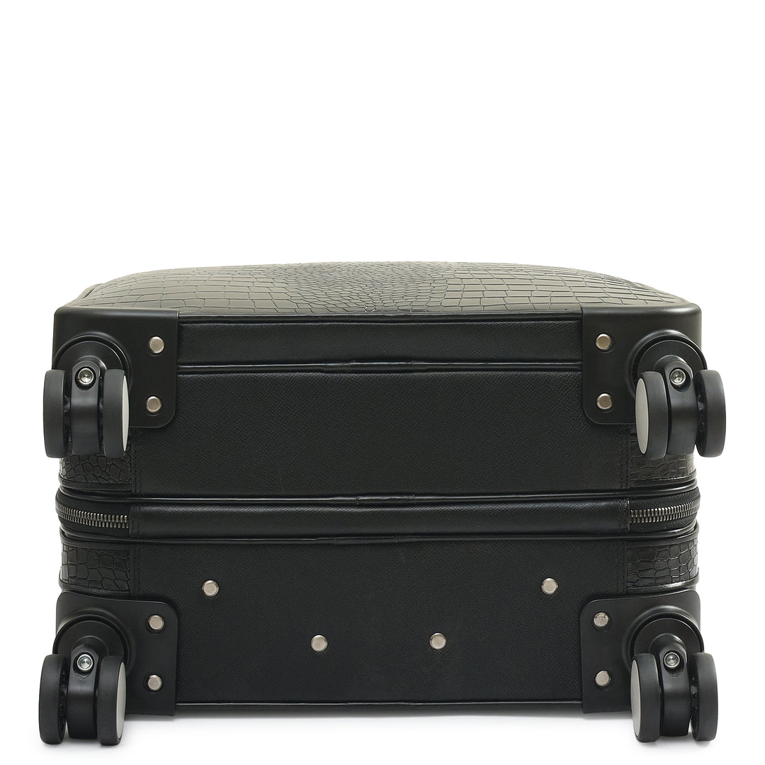 Croco Franzy Leather Overnighter Trolley - Black