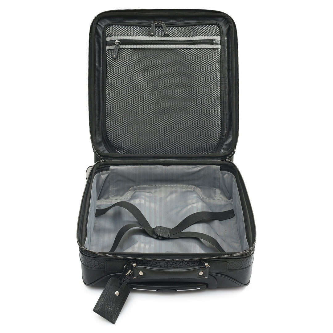 Croco Franzy Leather Overnighter Trolley - Black