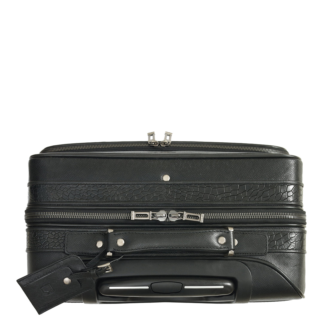 Croco Franzy Leather Overnighter Trolley - Black