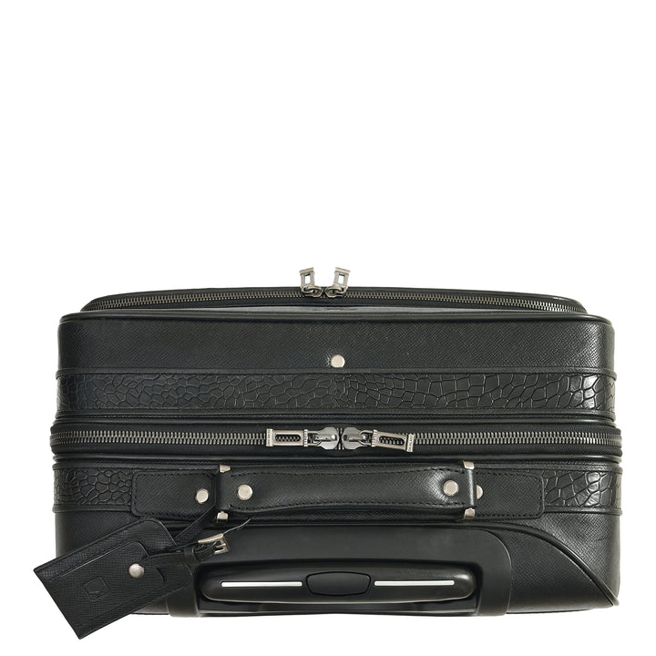 Croco Franzy Leather Overnighter Trolley - Black