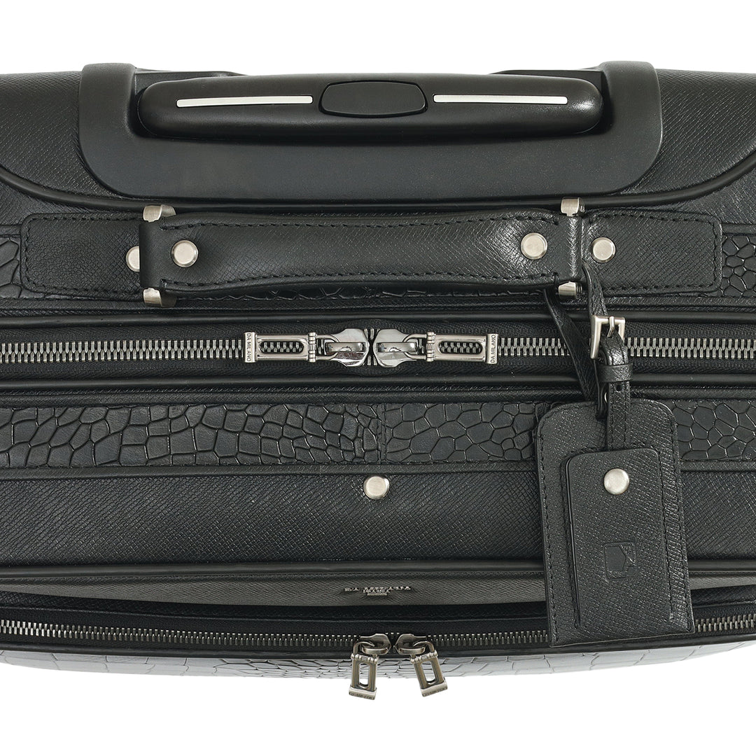Croco Franzy Leather Overnighter Trolley - Black