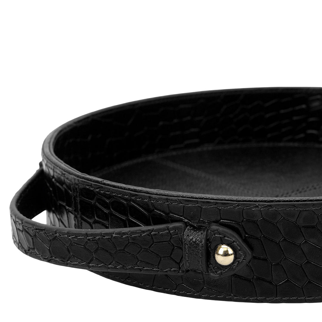 Croco Leather Tray - Black