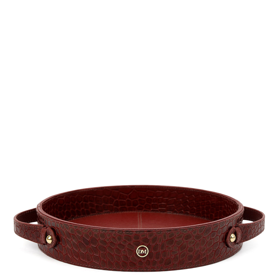 Croco Leather Tray - Cherry
