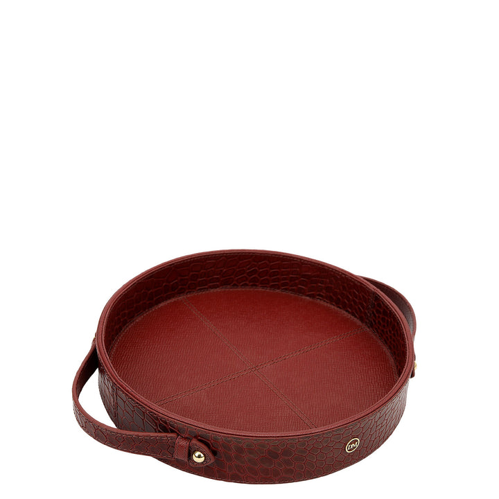 Croco Leather Tray - Cherry
