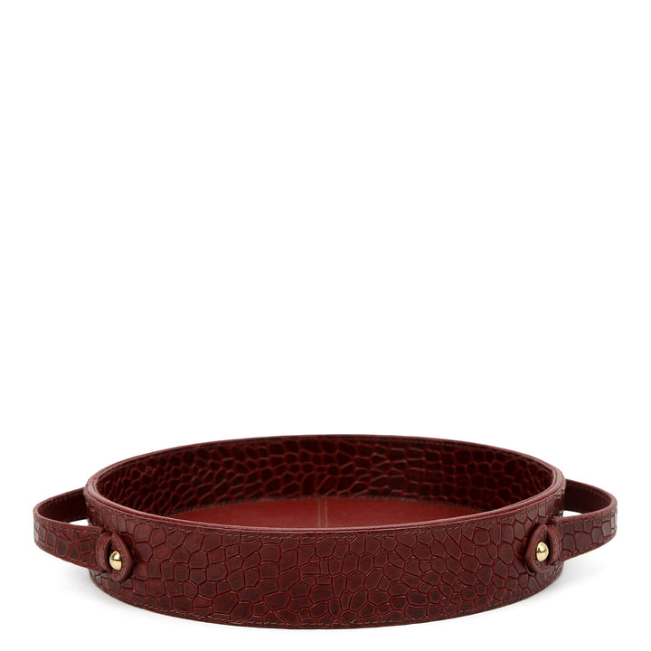 Croco Leather Tray - Cherry