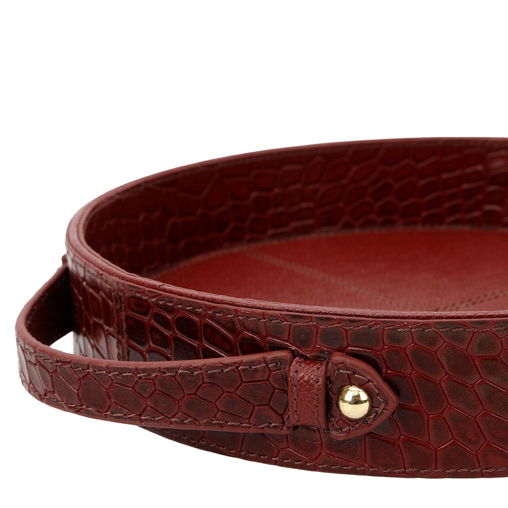 Croco Leather Tray - Cherry