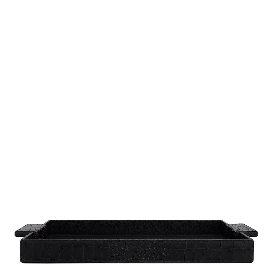 Croco Franzy Leather Tray - Black