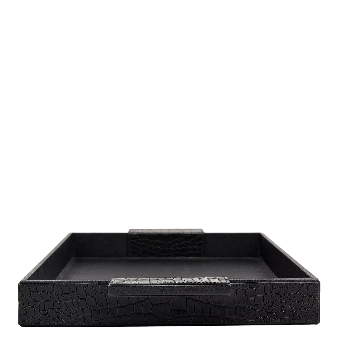 Croco Franzy Leather Tray - Black