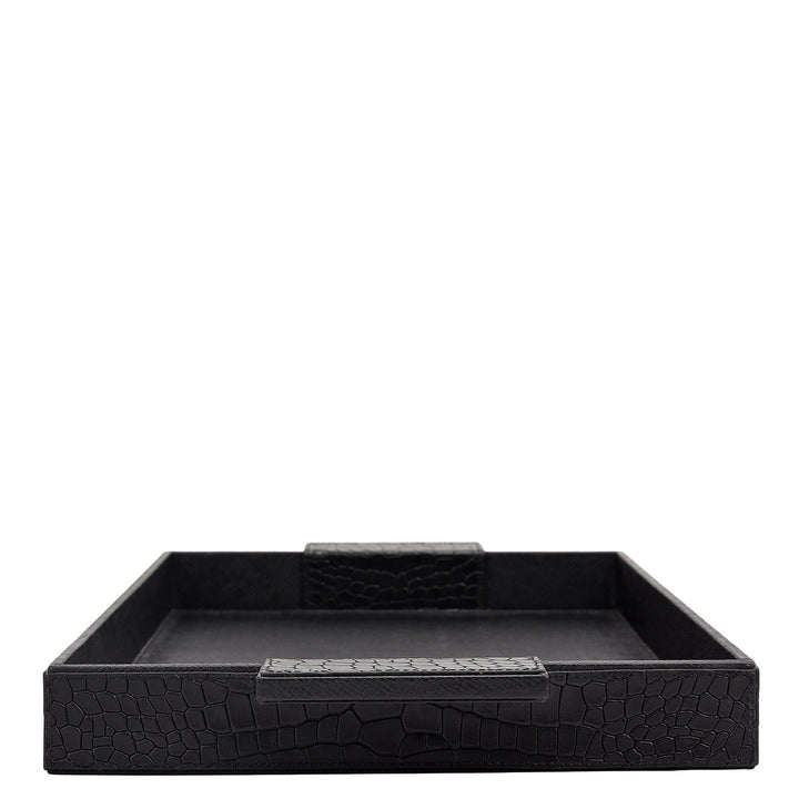 Croco Franzy Leather Tray - Black