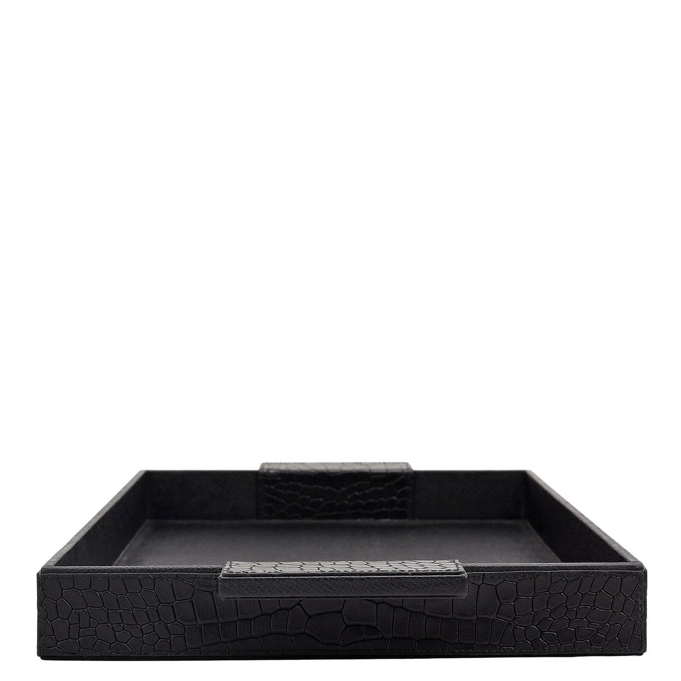 Croco Franzy Leather Tray - Black