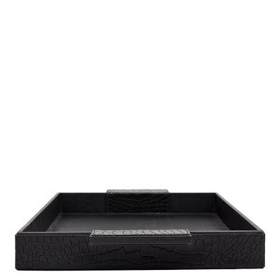 Croco Franzy Leather Tray - Black