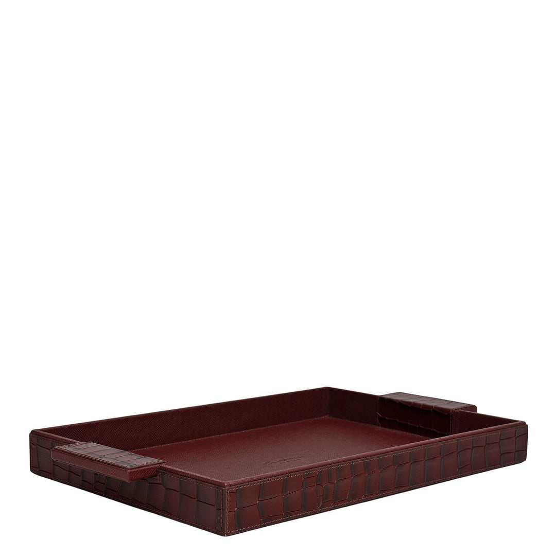 Croco Franzy Leather Tray - Wine
