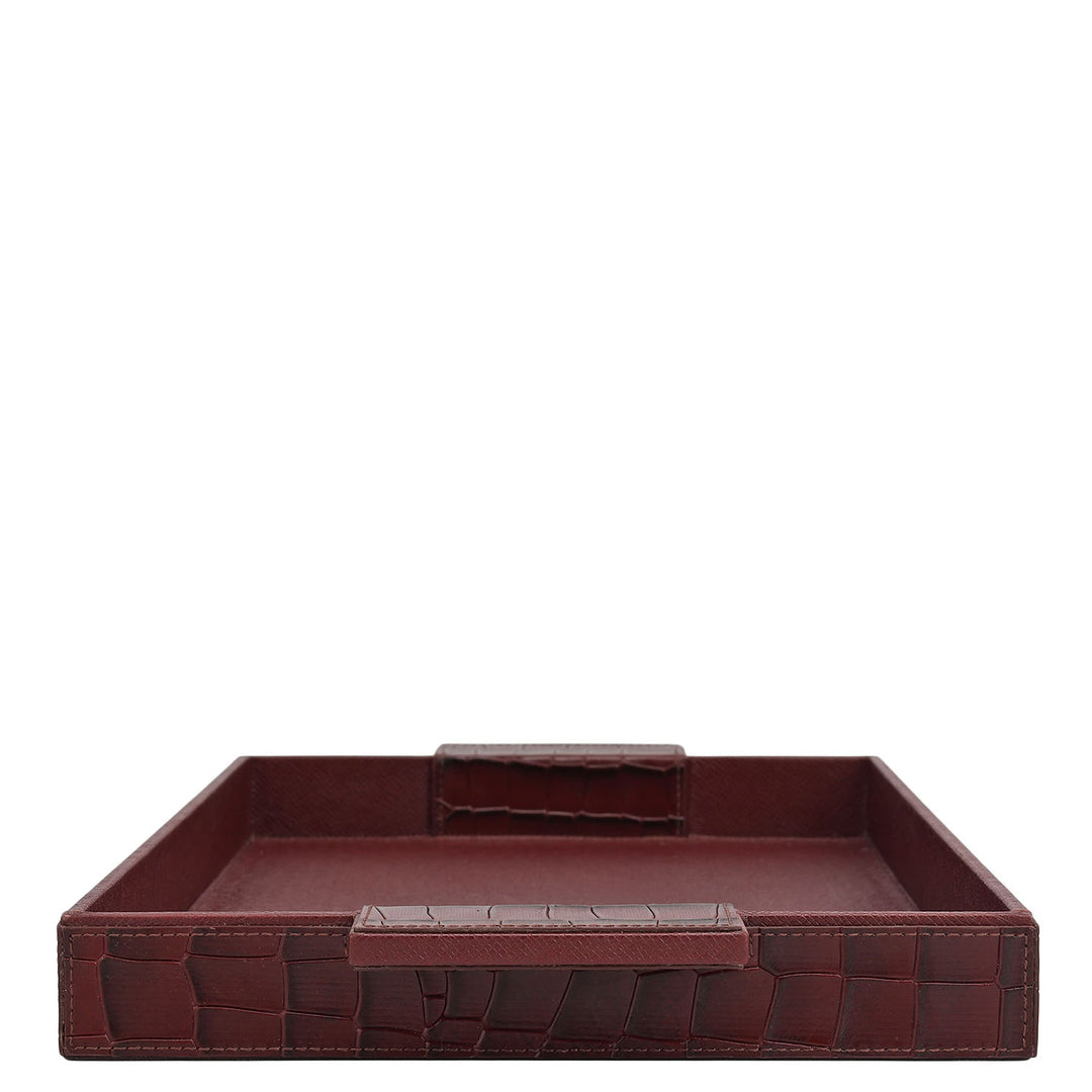 Croco Franzy Leather Tray - Wine