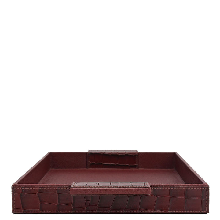 Croco Franzy Leather Tray - Wine