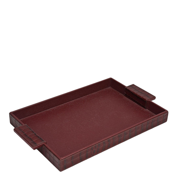Croco Franzy Leather Tray - Wine