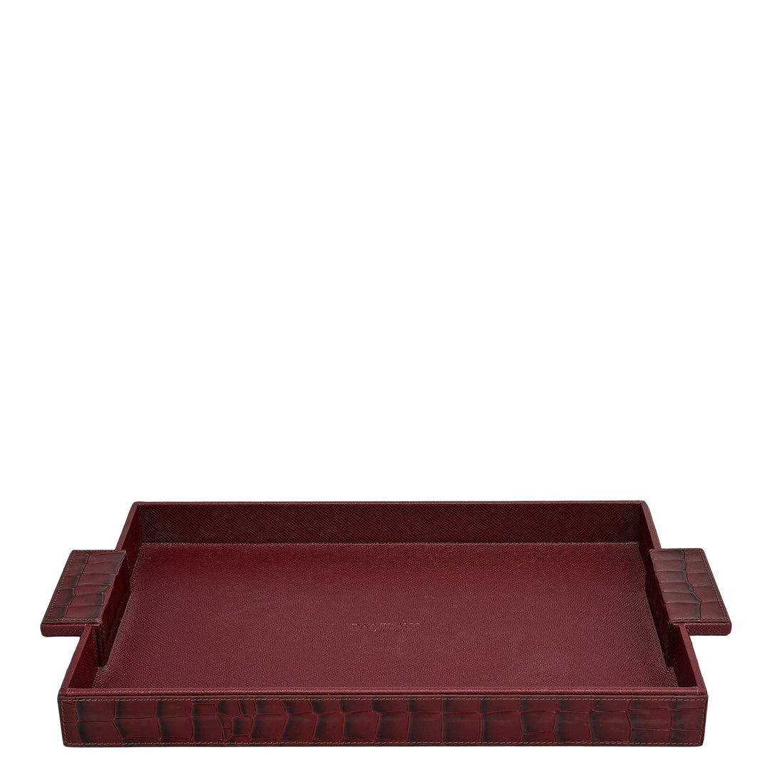 Croco Franzy Leather Tray - Wine
