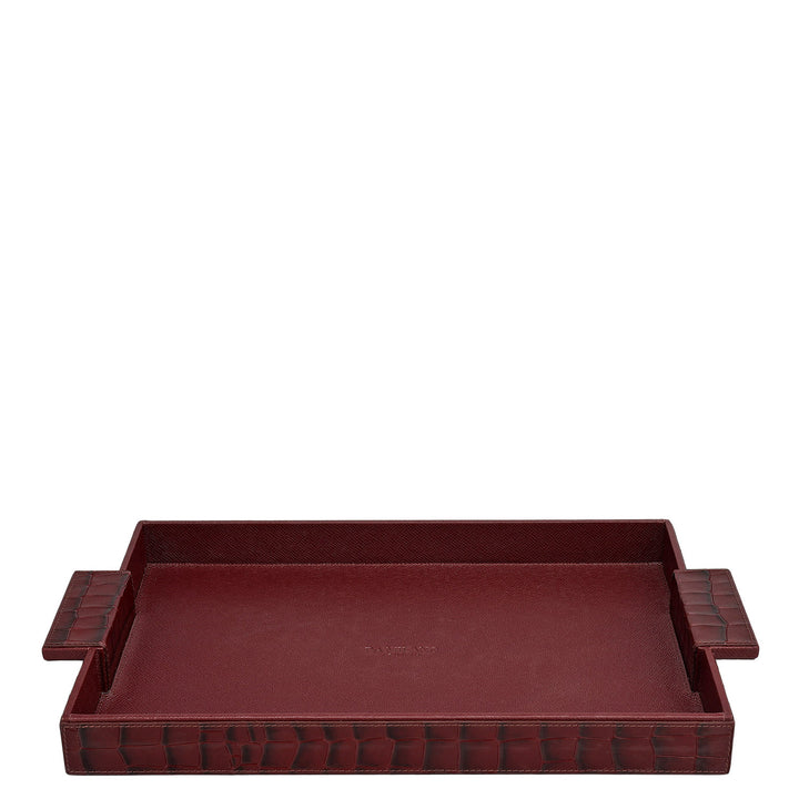 Croco Franzy Leather Tray - Wine