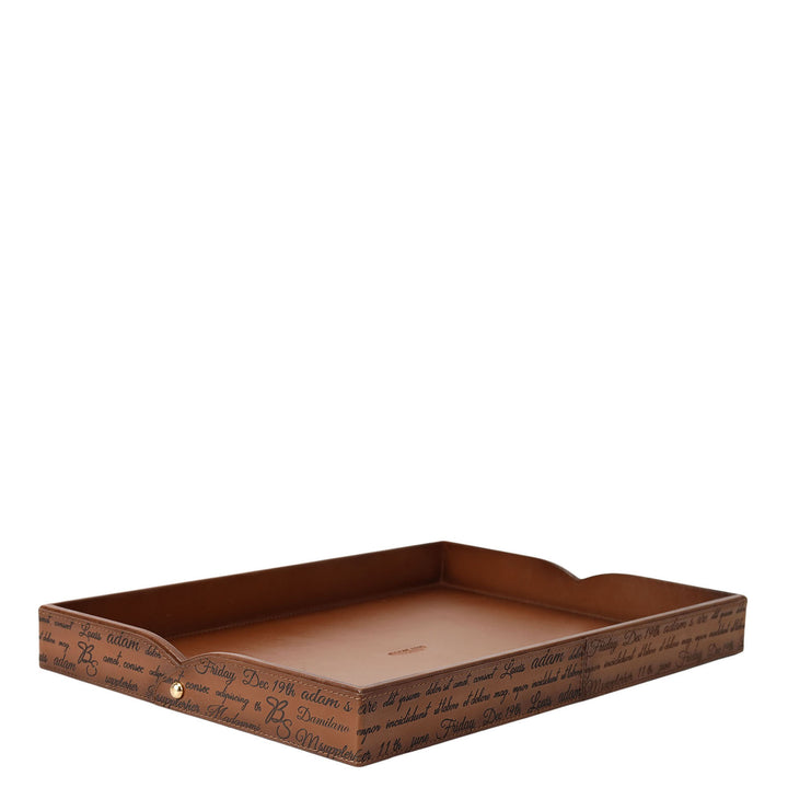 Small Signato Leather Tray - Cognac