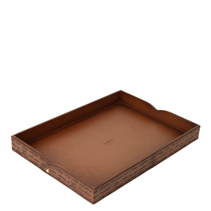 Small Signato Leather Tray - Cognac