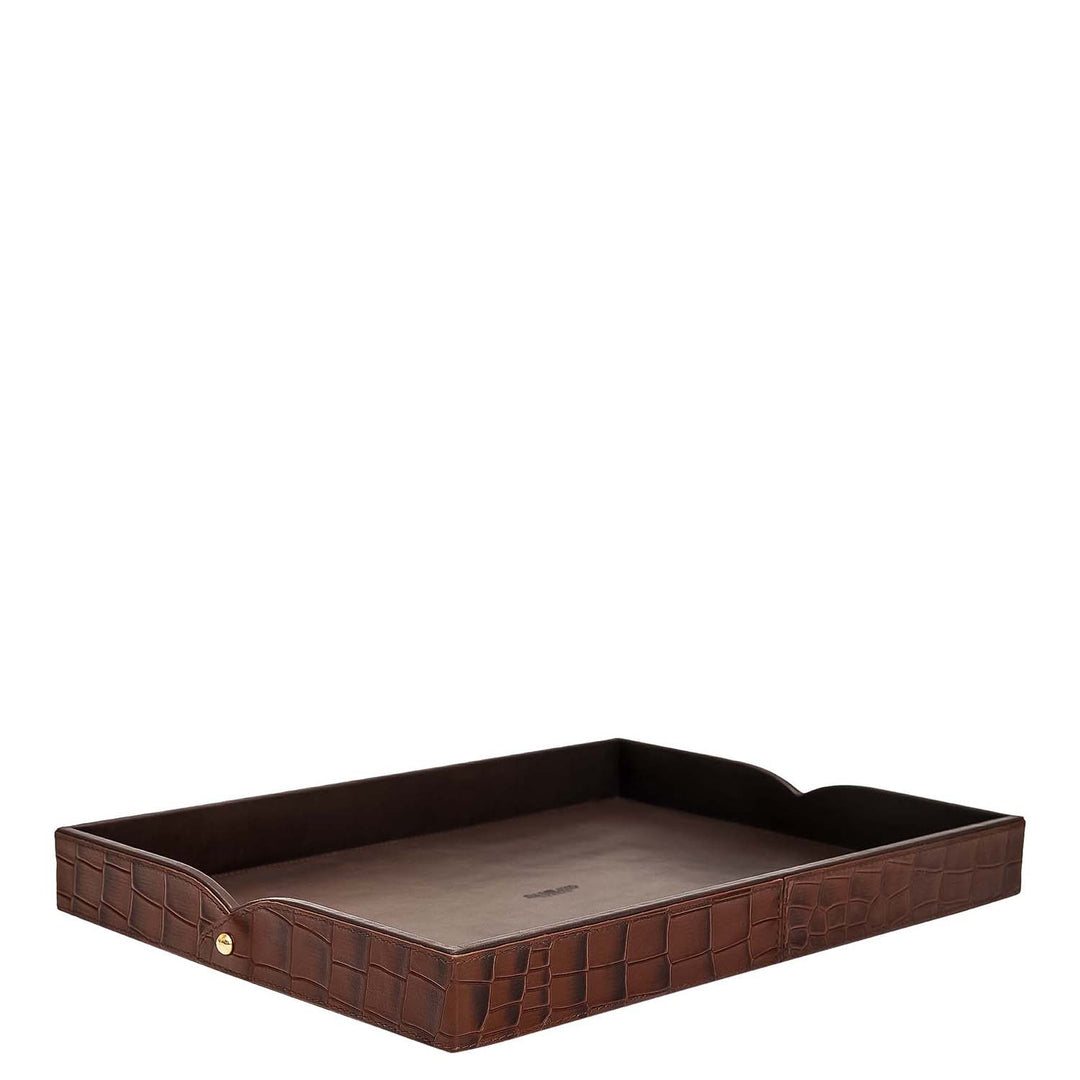 Small Croco Leather Tray - Date