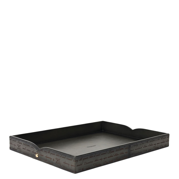 Small Signato Leather Tray - Grey