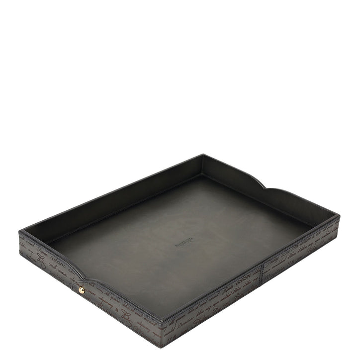 Small Signato Leather Tray - Grey